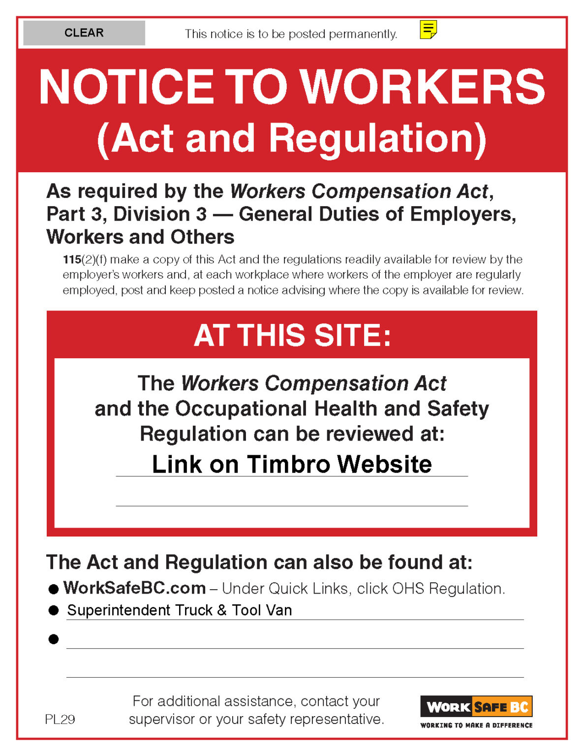 WorkSafeBC – Timbro Forms